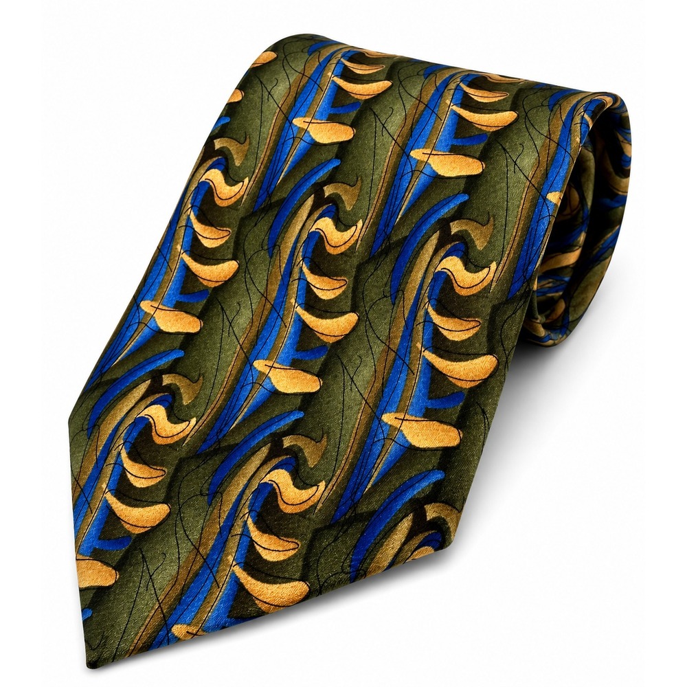 Cocktail Colors Men's Multicolor Abstract Peacock Novelty Neck Tie 100% Silk